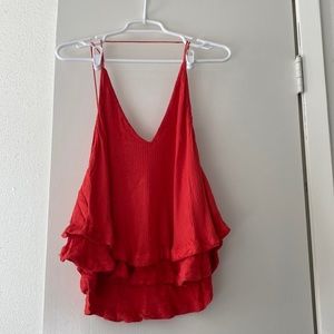 Free People Waffle Knit Open Back Tank
